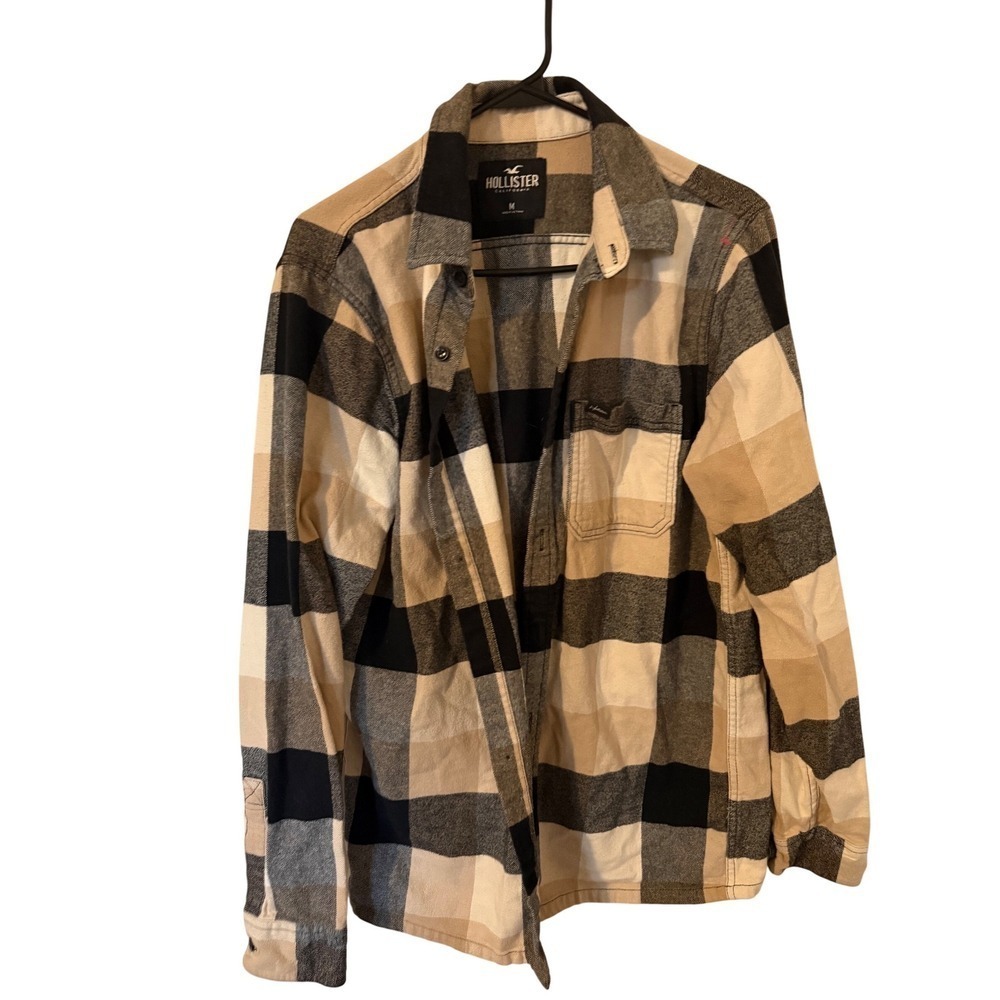 Hollister Mens Plaid Flannel Shirt Long Sleeve Button Up Casual Size M
